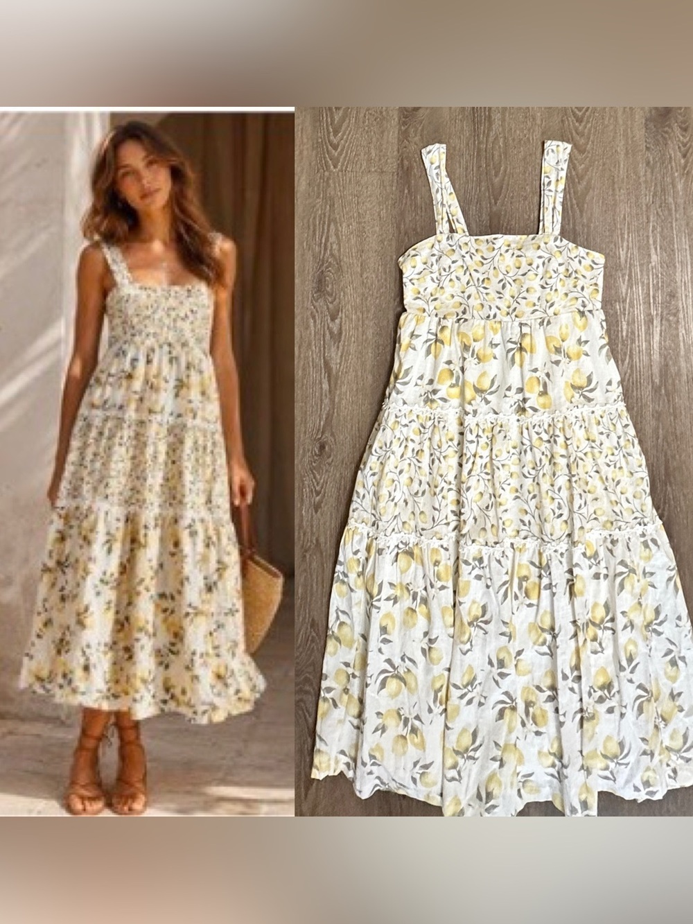 HAUTE HIPPIE Lemon Print Tiered
Midi Sundress Dress Sz 8 Medium
NWT Cottagecore